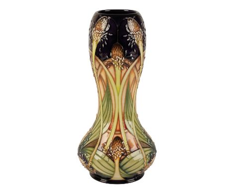 MOORCROFT: A "SOLDIER GRASS" VASE, c. 2004, waisted form, tubeline decorated and painted in polychrome, designed by Rachel Bi