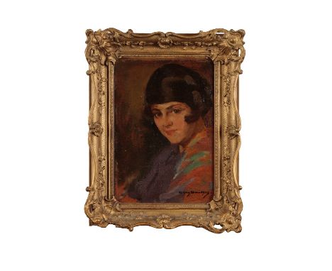 ALLAN DOUGLAS DAVIDSON (1873-1932) A Bloomsbury style head and shoulders portrait of a young lady, signed lower right, oil on