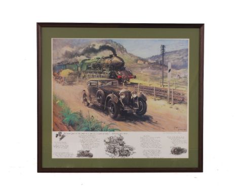 A Terence Cuneo print, of 'Jaguar Pit Stop Le Mans 1953', limited edition 713/850, signed in pencil to border, together with 