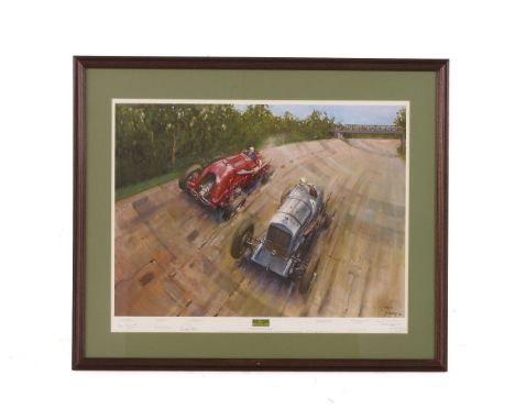 A Terence Cuneo print, of August bank holiday meeting of Brookland 1932, signed in pencil, limited edition 196/850, also sign
