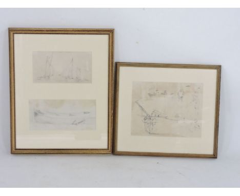 Edward William Cooke (1811-1880) THREE MARINE STUDIES One dated May 1859, pencil 19 x 25, 11 x 23.5 and 11 x 20.5cm; A R Morg