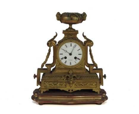 19th century Ormolu mantle clock by Henry Marc Paris, and gilt stand, pendulum (loose mount)