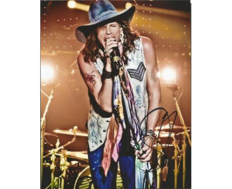 Steven Tyler lead singer of Aerosmith signed colour 10x8 photo. American singer-songwriter, multi-instrumentalist and former 