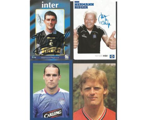 Football signed collection. 20+ mainly 6 x 4 inch photos. Includes Gianluca Pagliuca, Herman Rieger, Dado Prso, Gerd Muller, 