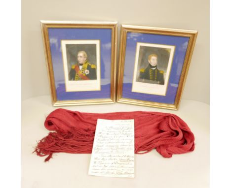 Three items of Naval history; a surgeon's sash, reportedly of William Stenhouse, 1805 (served in Lord Nelson's fleet) and two