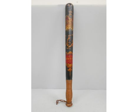 A Victorian police truncheon with painted rank marks of Constable 