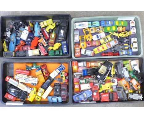 A collection of die-cast model vehicles, playworn 