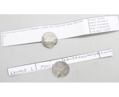 Two Edward I silver pennies 