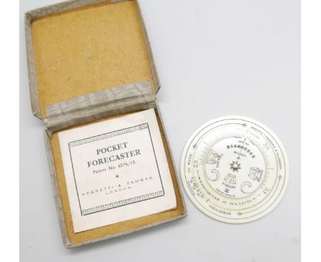A Negretti &amp; Zambra pocket Forecaster, boxed with Directions leaflet 