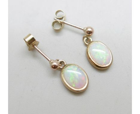 A pair of 9ct gold and opal earrings 