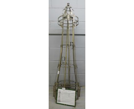 A nickel Meccano model of the Eiffel Tower with working lifts, circa 1920s, model no. 108, 130cm approximate&nbsp;**PLEASE NO