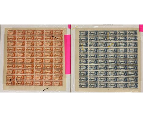**Complete sheets of 60 with a number of constant, minor varieties. Unmounted mint. SG 48, 49. Cat. Â£ 48+This lot will first