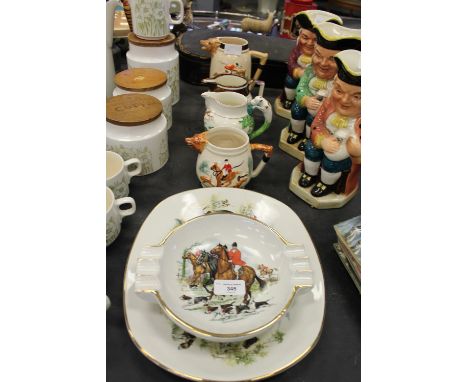Hunting scenes on plates and jugs including Wedgwood