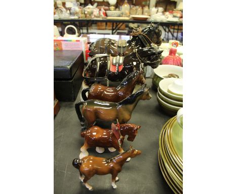 6 vintage ceramic horse figures, some A/F