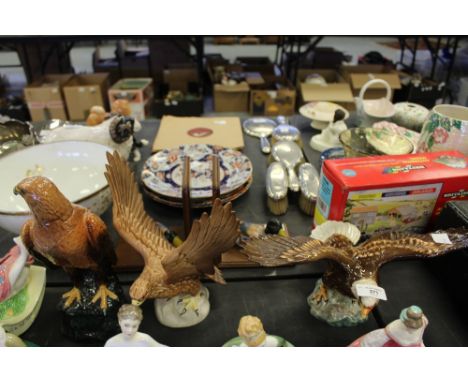 Beswick Bald Eagle, Golden Eagle and a Royal Doulton Golden Eagle Whisky flask (empty)