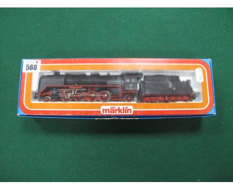 A Marklin "HO" Gauge Ref No 3082 Three Rail Class BR41 2-8-2 Steam Locomotive and Eight Wheel Bogie Tender, DB Rail black R/N