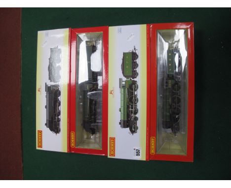 Two Hornby "OO"Gauge/4mm 4-6-0 Steam Locomotives, Ref No R3456 Class N15 BR green R/No 30792 "Sir Hervis De Devel" with eight