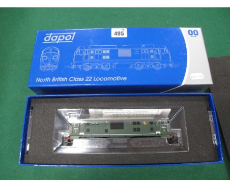 A Dapol "OO" Gauge #D1000E, North British Class 22 Diesel Locomotive, R/No D6313. BR green split headcode box, yellow warning