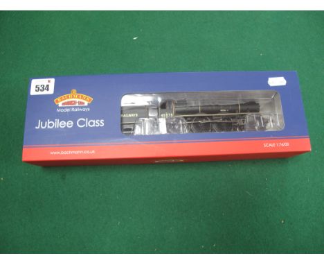 A Bachmann "OO" Gauge #31-190 Stanier Jubilee Class 4-6-0 Locomotive and Tender, R/No 45575 'Madras', British Railways lined 