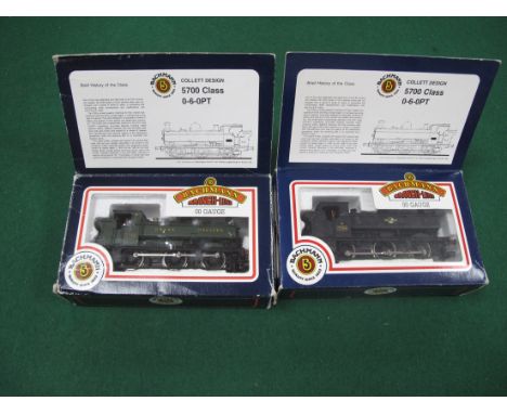 Two Bachmann "OO"Gauge/4mm Boxed Class 5700 0-6-0 Tank Steam Locomotives, Ref No 31.900 GW green R/No 7760, Ref No 31.902 BR 