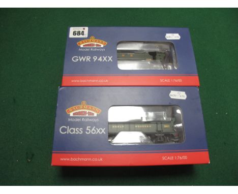 Two Bachmann "OO" Gauge Locomotives, comprising of #32-078 Class 56XX 0-6-2 tank locomotive, R/No 5637 Great Western Green, (
