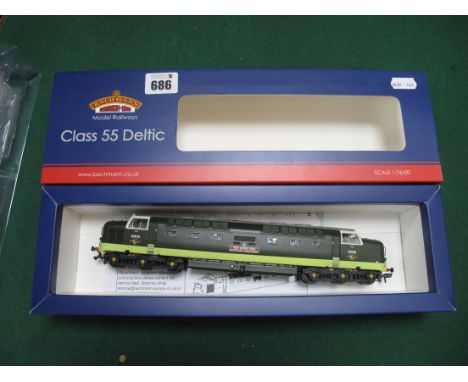 A Bachmann #32-529C Class 55 Deltic Locomotive, R/No D9010, 'The Kings Own Scottish Borderer', BR two tone green, (21DCC), li