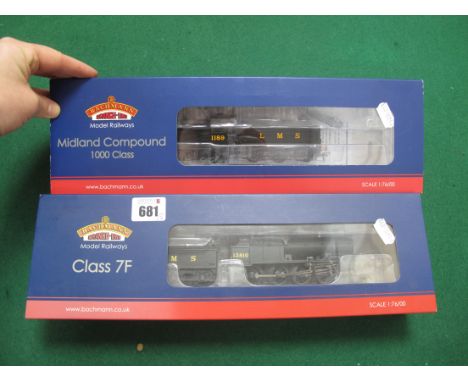 Two Bachmann "OO"Gauge/4mm LMS Black Steam Locomotives with Six Wheel Tenders, Ref No 31-015 Class 7F 2-8-0 R/No 13810 (21 DC