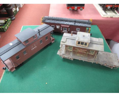 Three "G" Gauge Unboxed Items of Rolling Stock, A "LGB" bogie "Fort Charles" M.O.W works caboose, A "U.S.A Trains" bay window