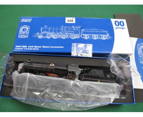 A Dapol #45-001-004 "OO" Gauge GWR 7800 (Manor) 4-6-0 Locomotive and Tender, BR black small crest, Hook Norton Manor, R/No 78