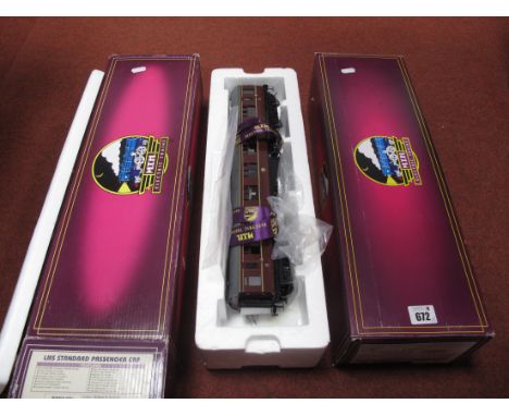 Two M.T.H "O"Gauge/7mm Boxed LMS/BR Maroon Coaches, Ref No 20-60007 three rail standard R/No 3 and two rail brake/1st R/No M5