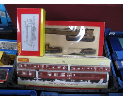 A Hornby"OO" Gauge/4mm Three Coach Boxed "The Talisman" Coaches Set, plus a Hornby Ref No R6204 75 ton breakdown crane boxed,