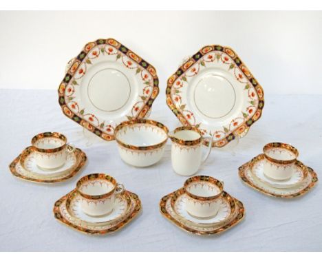 EDWARDIAN 'GLADSTONE CHINA' TEA SERVICEcomprising six cups; twelve saucers; twelve side plates; two cake plates; sugar basin 