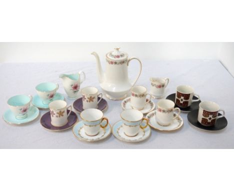 SELECTION OF TEA/COFFEE CHINAwith Elizabethan 'Woodbury' six cups and six saucers, Royal Grafton 'Catherine' twelve cups, twe