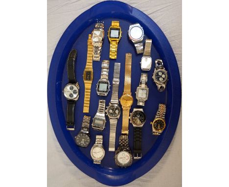 COLLECTION OF GENTLEMAN'S WRISTWATCHESincludes Seiko, Rotary, Sekonda, McKenzie and Crosshatch (17), 1 tray