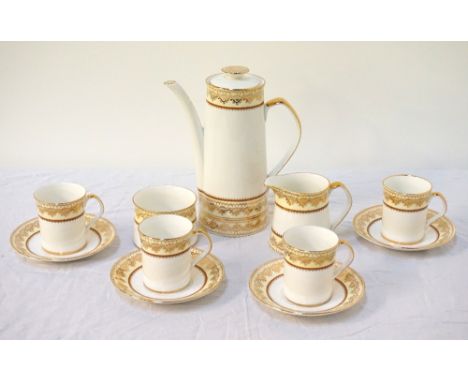 ELIZABETHAN 'SPRING COTTAGE' CHINA COFFEE SERVICEcomprising coffee pot; four cups; six saucers; five side plates; sugar basin