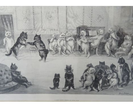 AFTER LOUIS WAIN'A Cats' Party', vintage print (possibly from the Illustrated London News series), 24cm x 35cm, in later fram