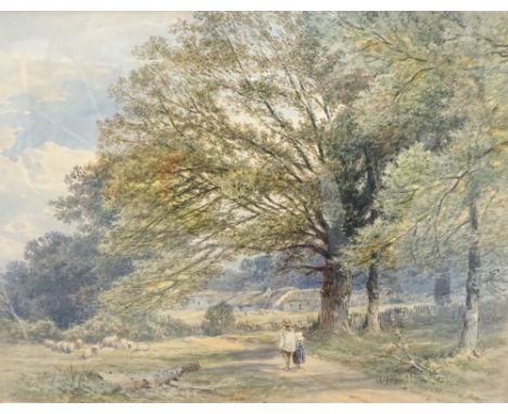 BRITISH SCHOOL (early 20th century)Figures in farm countryside setting, watercolour, 25cm x 33cm; Woodland stream watercolour