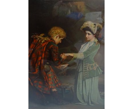AFTER GEORGE WILLIAM JOY'Prince Charlie's Farewell to Flora MacDonald', Victorian colour print, 53.5cm x 41cm, in period fram