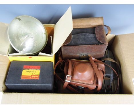 Kodak cameras, four box cameras and a Polaroid camera etc.