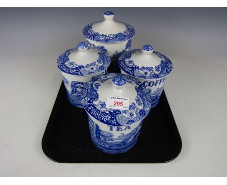 A Spode tea, coffee and sugar and biscuit barrel