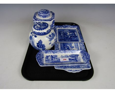 Two Spode ginger jars and a sandwich plate etc.