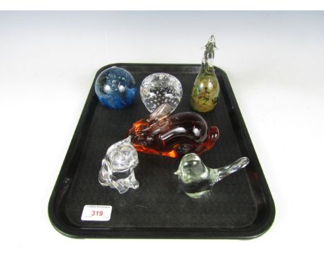 A Caithness Ocean Spring paperweight and five other paperweights