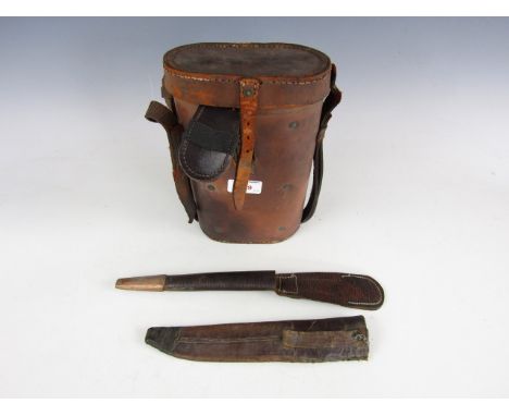 A Second World War army sight case and two F-S knife scabbards 