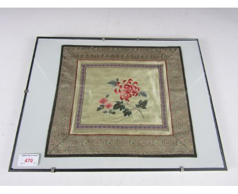 An embroidered panel and a sampler 