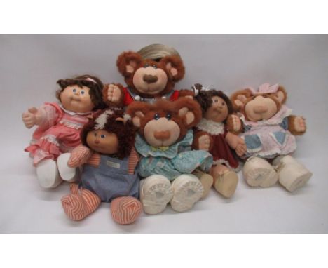 Collection of 1980s Cabbage Patch Kids, Furkins and Koosas dolls (6) 