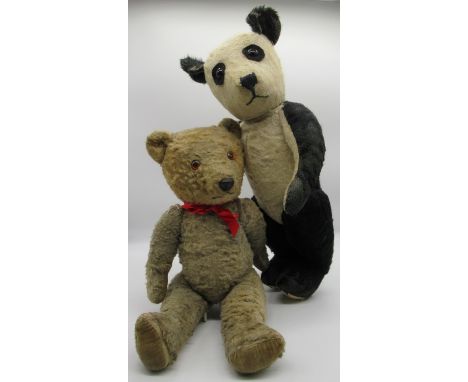 Chiltern c. 1930's musical panda with wind up mechanism that plays 'Go To Sleep Lullaby,' H43cm and one other Chiltern c. 193