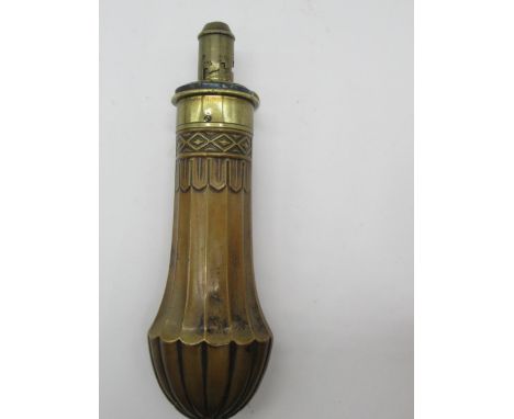 G &amp; J.W.Hawksley of Sheffield powder flask of fluted design L7" 