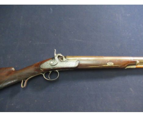 Hetherington percussion cap 10b single barrel sporting gun with 29" 1/2 octagonal first stage barrel with inlay gilt detail t