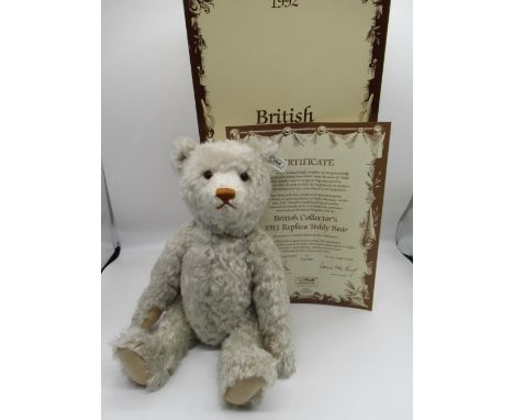 Steiff 1992 British Collectors 1911 Replica Teddy Bear in silver mohair with working growler mechanism, limited edition no. 1