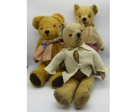 Circa 1950's Pedigree teddy bear in golden mohair, with original features, glass eyes, jointed arms and legs and swivel head,